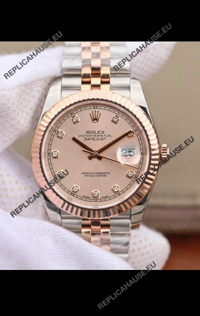 Rolex Datejust 41MM Cal.3135 Movement Swiss Replica Watch in 904L Steel Two Tone Champange Dial