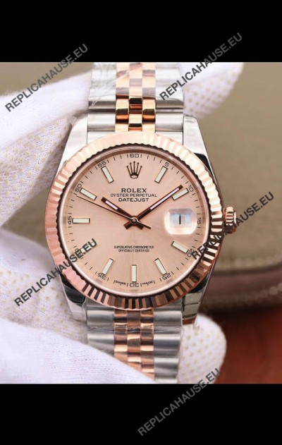 Rolex Datejust 41MM Cal.3135 Movement Swiss Replica Watch in 904L Steel Two Tone Champange Dial