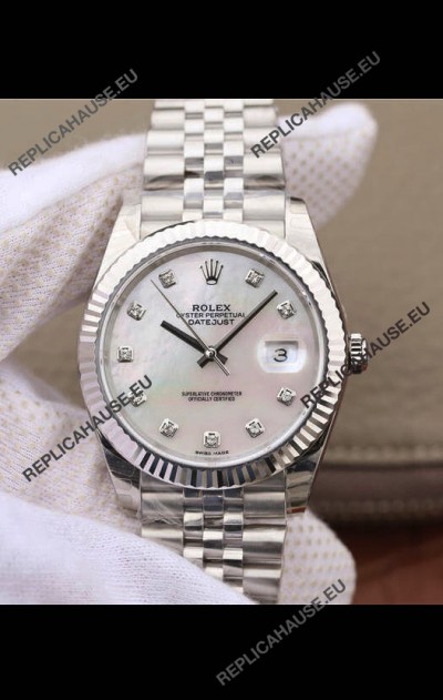 Rolex Datejust 41MM Cal.3135 Movement Swiss Replica Watch in 904L Steel Pearl Dial