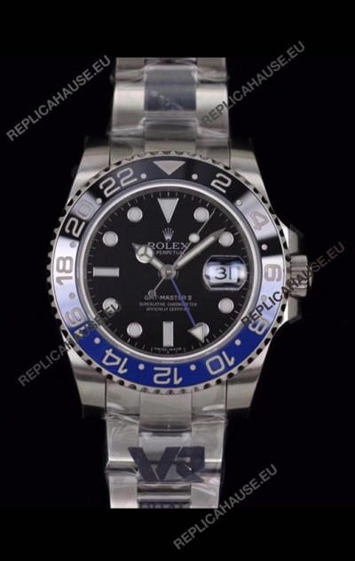 Rolex GMT Masters Batman Japanese Replica Movement Watch in Oyster Strap 