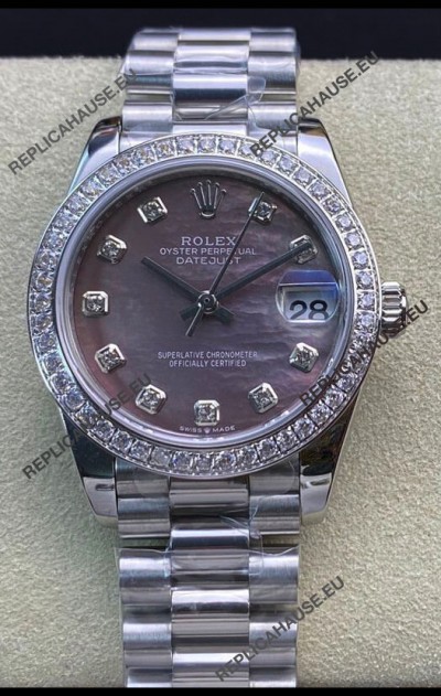 Rolex Datejust 178384 31MM Swiss Replica in 904L Steel in Grey Dial - 1:1 Mirror Replica