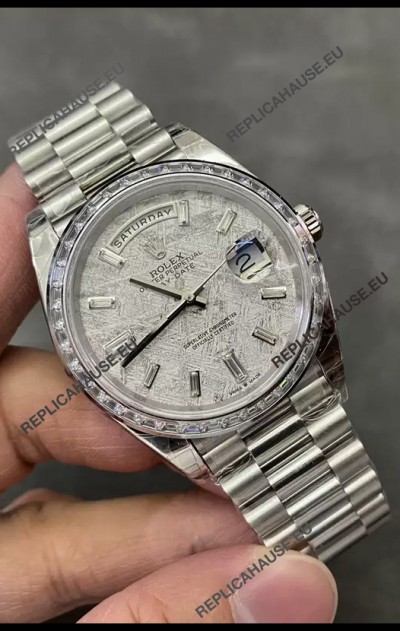 Rolex Day Date Presidential Stainless Steel Meteorite Dial Watch 40MM - 1:1 Mirror Quality