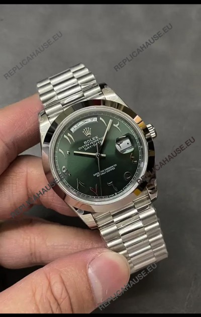 Rolex Day Date Presidential Stainless Steel Olive Green Arab Dial Watch 40MM - 1:1 Mirror Quality
