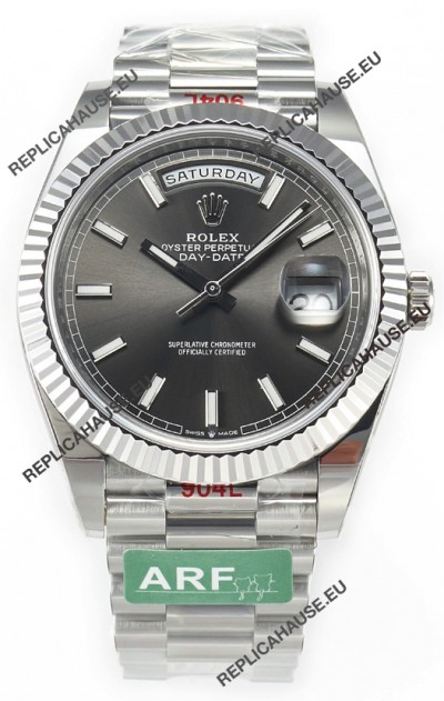 Rolex Day Date Presidential Stainless Steel Grey Dial Watch 40MM - 1:1 Mirror Quality