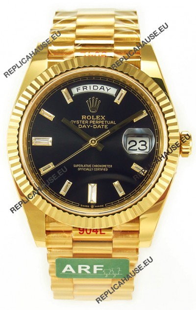Rolex Day Date Presidential 18K Yellow Gold Watch 40MM - Black Dial 1:1 Mirror Quality
