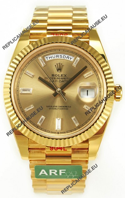 Rolex Day Date Presidential 18K Yellow Gold Watch 40MM - Gold Diamonds Dial 1:1 Mirror Quality