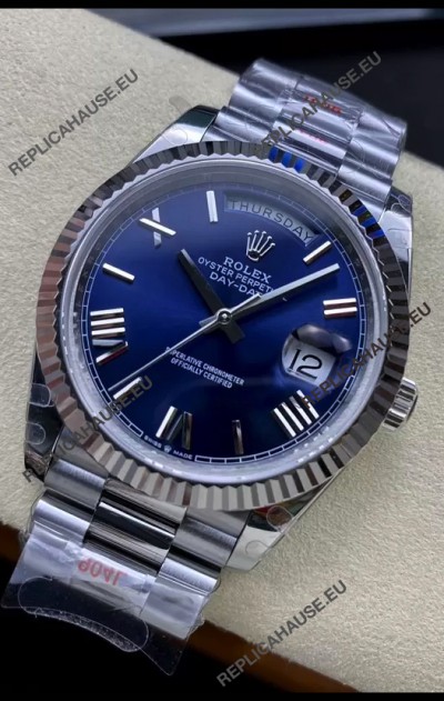 Rolex Day Date Presidential Stainless Steel Navy Blue Dial Watch 40MM - 1:1 Mirror Quality