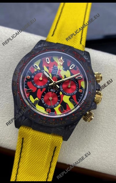 Rolex Daytona DiW Military Yellow Edition Watch - Forged Cabon Casing 1:1 Mirror Replica