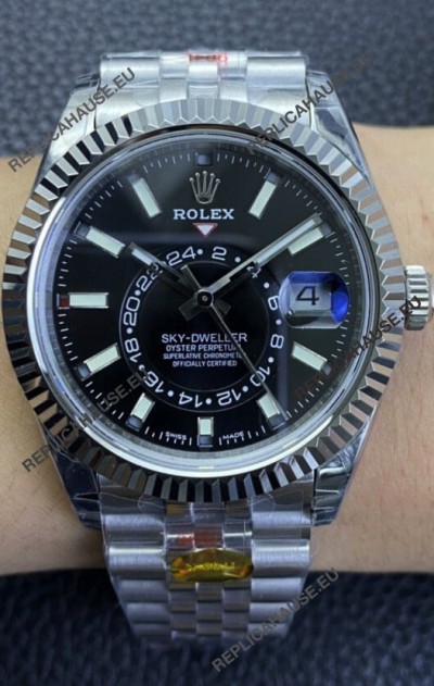Rolex Sky-Dweller REF# M326934 Black Dial Watch in 904L Steel Case 1:1 Mirror Replica
