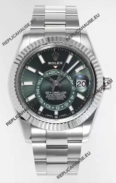 Rolex Sky-Dweller REF #m336934 Green Dial Watch in 904L Steel Case - Super Clone Watch