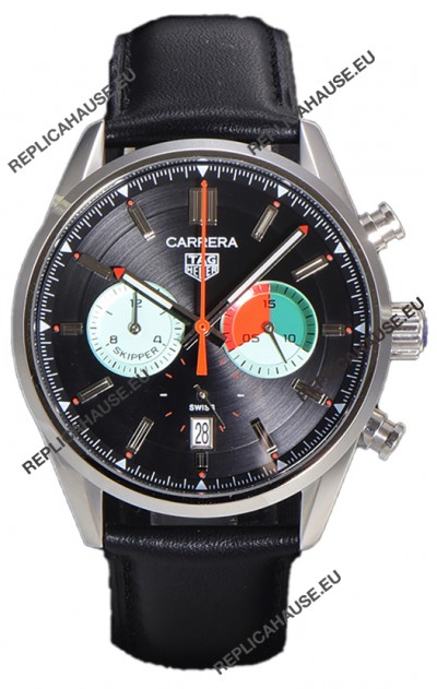 Tag Heuer Carrera Carrera Skipper 39 Chronograph Swiss Quartz Replica Watch Black Dial 