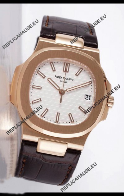 Patek Philippe Nautilus 5711/1R 1 1:1 Mirror Replica Watch in White Dial Rose Gold