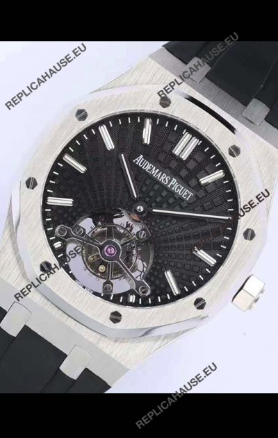 Audemars Piguet Royal Oak Tourbillon 41mm Black Dial in 904L Steel Case Rubber Strap