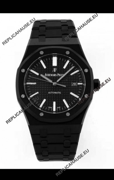 Audemars Piguet Royal Oak PVD Coated Swiss Replica Watch 3120 Swiss Movement - Black Dial 