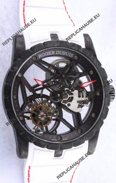 Roger Dubuis Excalibur Spider Flying Tourbillon Skeleton Carbon Casing 1:1 Mirror Swiss Watch