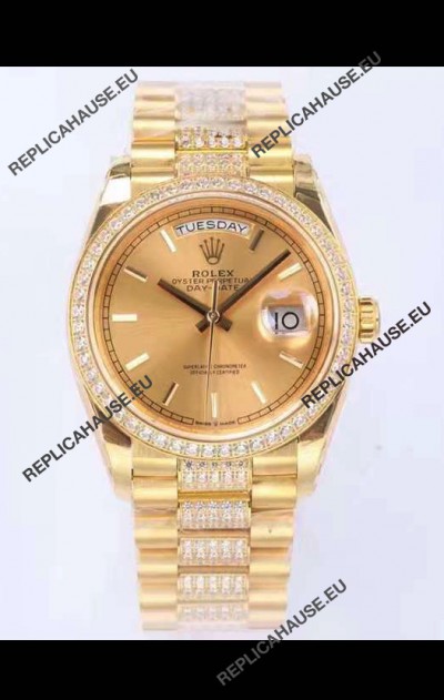 Rolex Day Date Presidential 18K Yellow Gold Watch 36MM - Gold Dial 1:1 Mirror Quality Watch