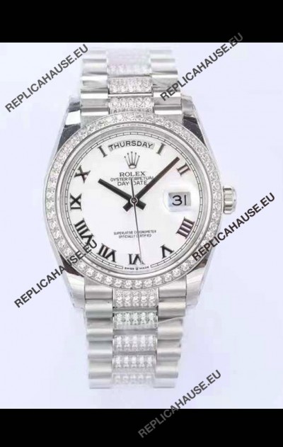 Rolex Day Date Presidential 904L Steel 36MM - White Roman Dial 1:1 Mirror Quality Watch