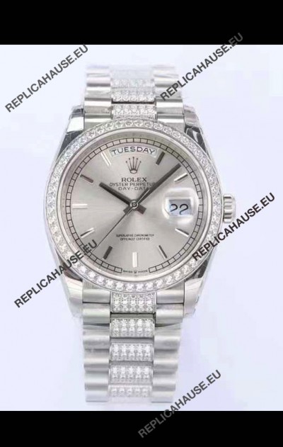 Rolex Day Date Presidential 904L Steel 36MM - Steel Dial 1:1 Mirror Quality Watch