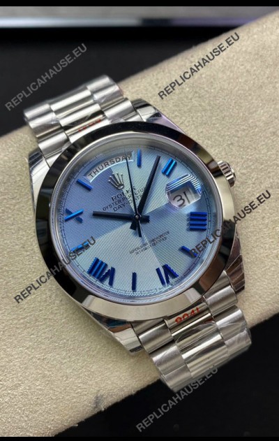 Rolex Day Date M228206-0001 904L Steel 40MM - Ice Blue Dial 1:1 Mirror Replica
