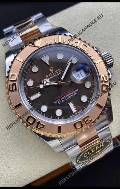 Rolex Yachtmaster 40 Everose Gold - Oyster Steel Brown Dial 1:1 Swiss Replica Watch 40MM in 904L Steel Casing
