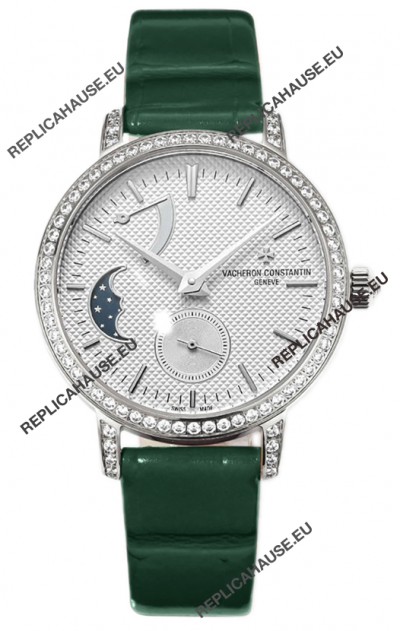 Vacheron Constantin Traditionelle Moon Phase White Dial in Steel Case Swiss Replica