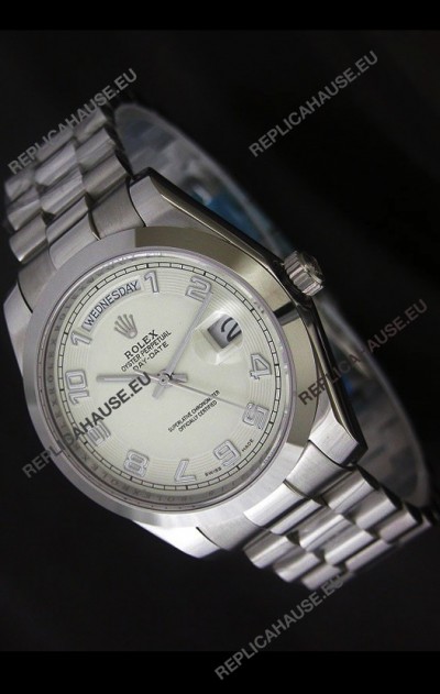 Rolex Day Date Swiss Replica Steel Watch in Arabic Markers