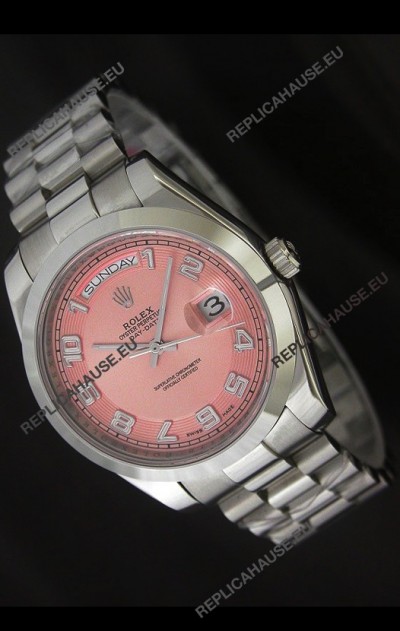 Rolex Day Date Swiss Replica Steel Watch in Champagne Dial