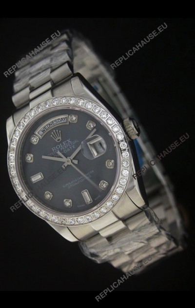 Rolex Day Date Just swissÂ Replica Watch in Black Dial 