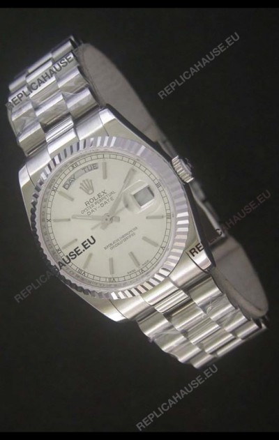Rolex Day Date Just swissÂ Replica Silver White Watch 