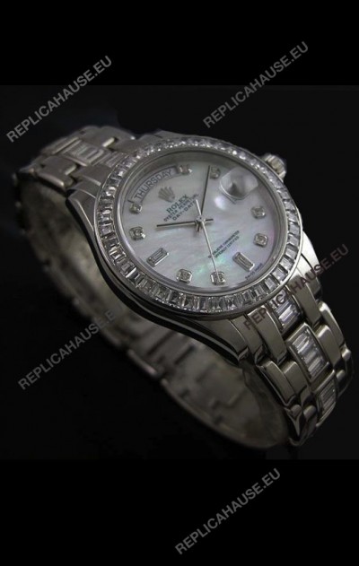 Rolex Oyster Perpetual Day Date Swiss Replica Watch in White Mother of Pearl Dial 