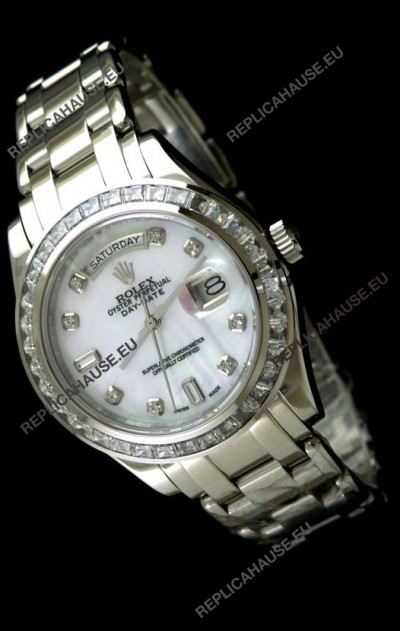 Rolex Oyster Perpetual Day Date Swiss Automatic Watch in Mop White Dial
