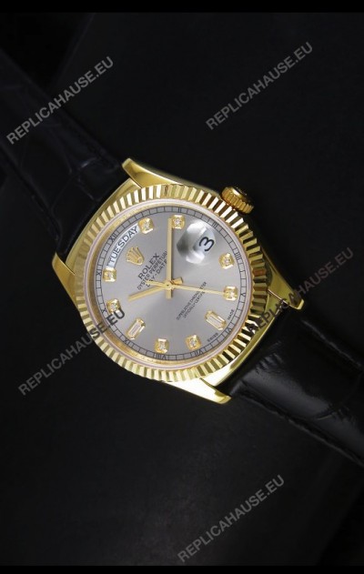Rolex Day Date 36MM Yellow Gold Swiss Replica Watch - Grey Dial